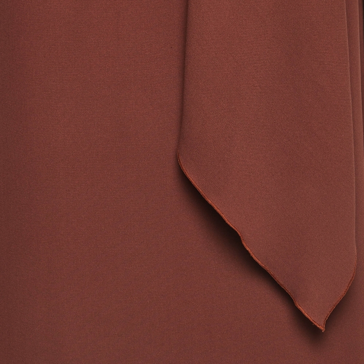 Pre Owned Hermes Brown Silk Drape Style Neck Shift Dress S  