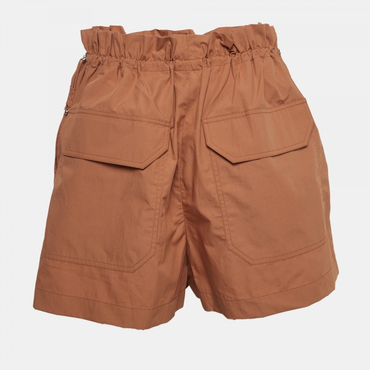 Pre Owned Hermes Brown Cotton Ruffled Waist Shorts M