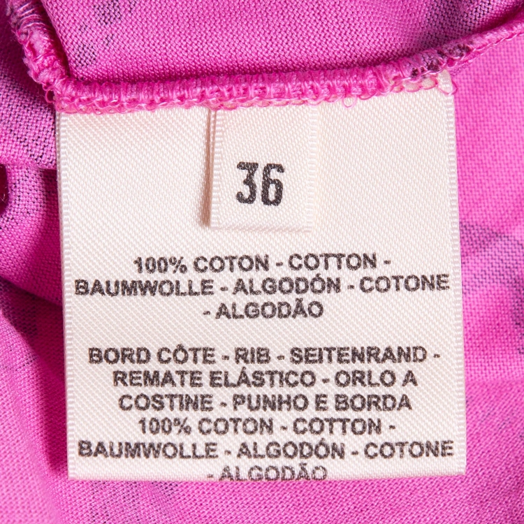 Pre Owned Hermès Pink Cotton Jersey Fantaisie d'Etriers Straight Dress S