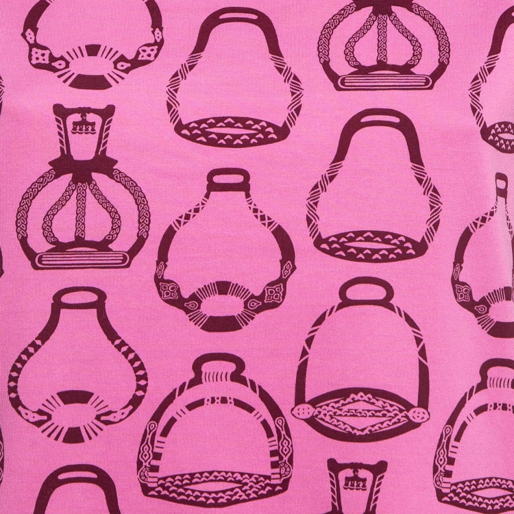 Pre Owned Hermès Pink Cotton Jersey Fantaisie d'Etriers Straight Dress S