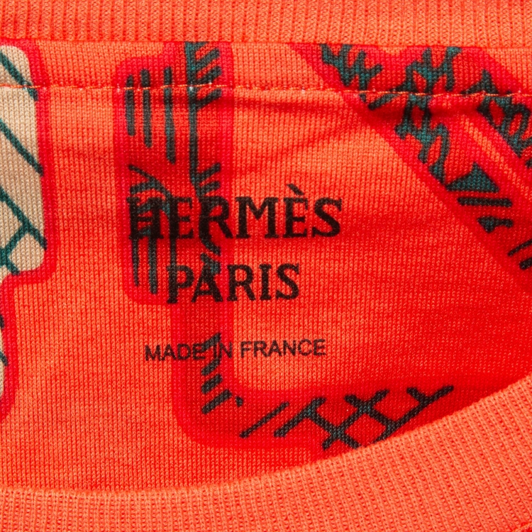 مملوكة مسبقًا Hermes Orange Tatersales Cotton Hermes Micro T-Shirt S