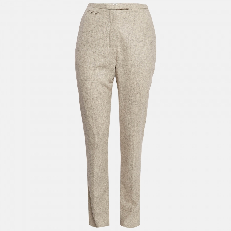 Pre Owned Hermes Light Beige Wool Trousers S