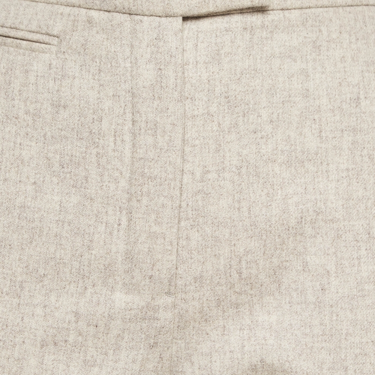Pre Owned Hermes Light Beige Wool Trousers S