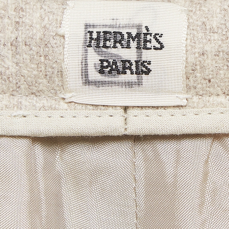 Pre Owned Hermes Light Beige Wool Trousers S