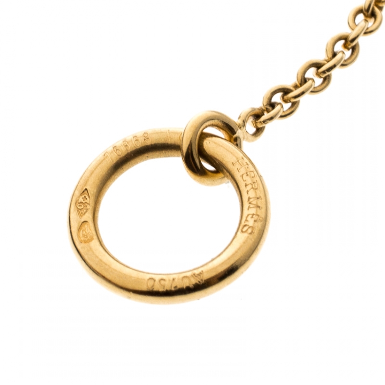 Pre Owned Hermes Chaine d'Ancre Mini 18k Yellow Gold Toggle Bracelet 