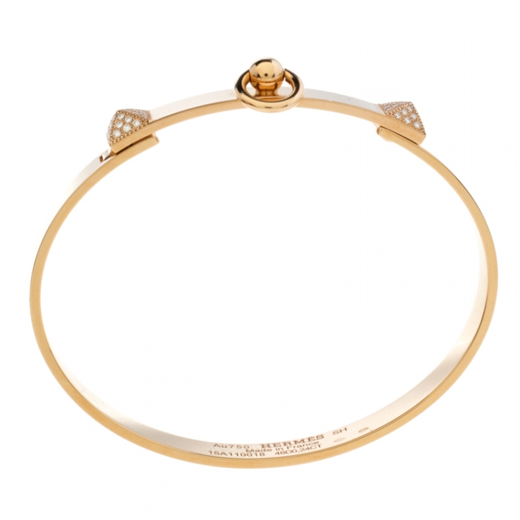 Pre Owned Hermès Collier de Chien Diamond 18K Rose Gold Bracelet SH