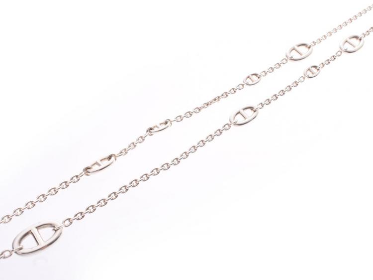 Pre Owned Hermes Silver Hermes Shane Dunkle Long Necklace 