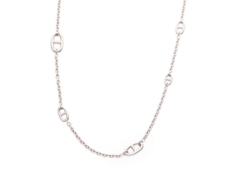Pre Owned Hermes Silver Hermes Shane Dunkle Long Necklace 