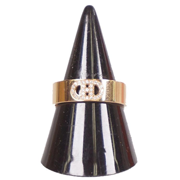 Pre Owned Hermes 18K Pink Gold Diamond Chaine d'Ancre Ring Size 54