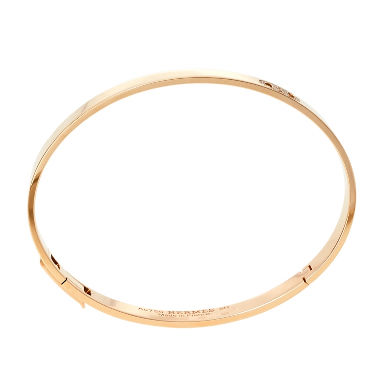 Pre Owned Hermes H Chaine d'Ancre Diamond 18K Rose Gold Bracelet SH