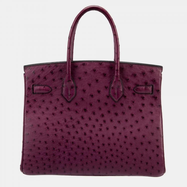 Pre Owned Hermes Violet Ostrich Palladium Finish Birkin 30 Handbag