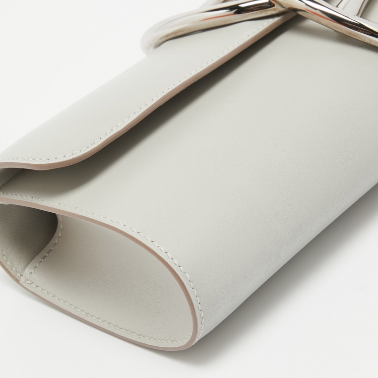 Pre Owned Hermès  Gris Perle Tadelakt Leather Egee Clutch