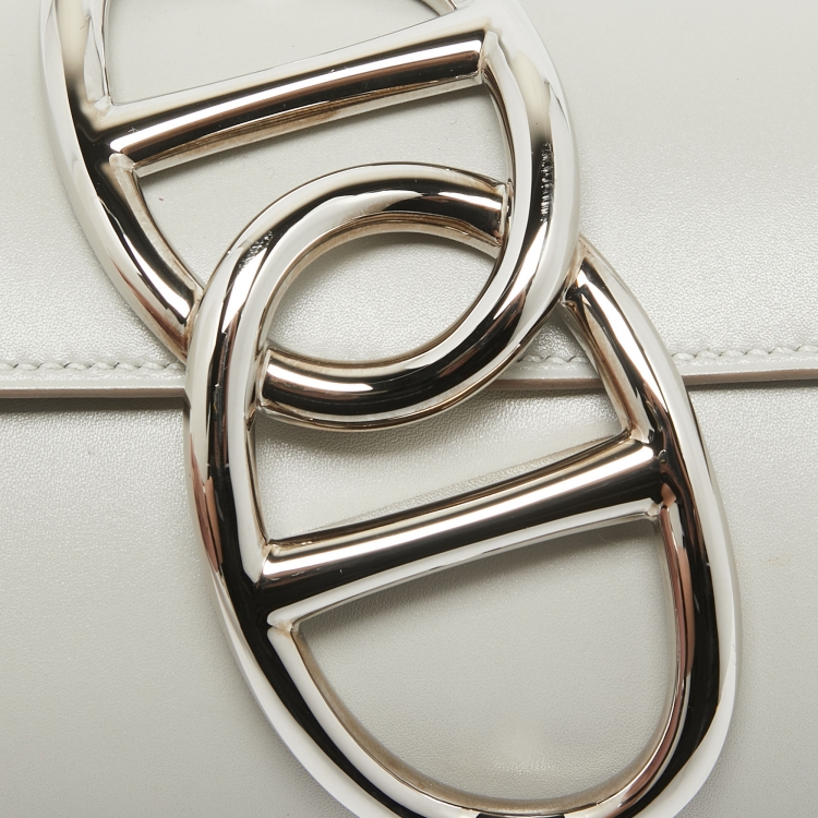 Pre Owned Hermès  Gris Perle Tadelakt Leather Egee Clutch