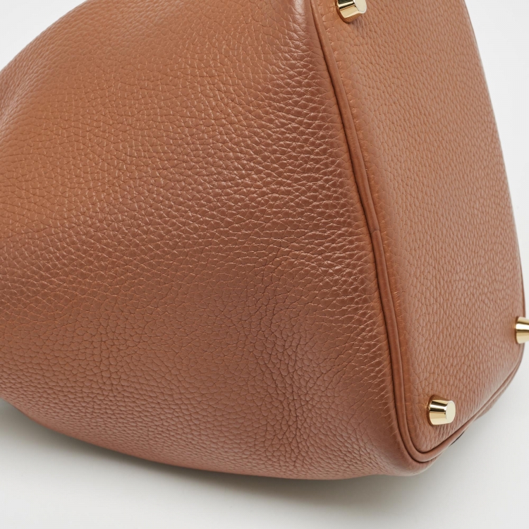 Pre Owned Hermes Gold Taurillon Clemence Leather and Alligator Touch Picotin Lock 18 Bag
