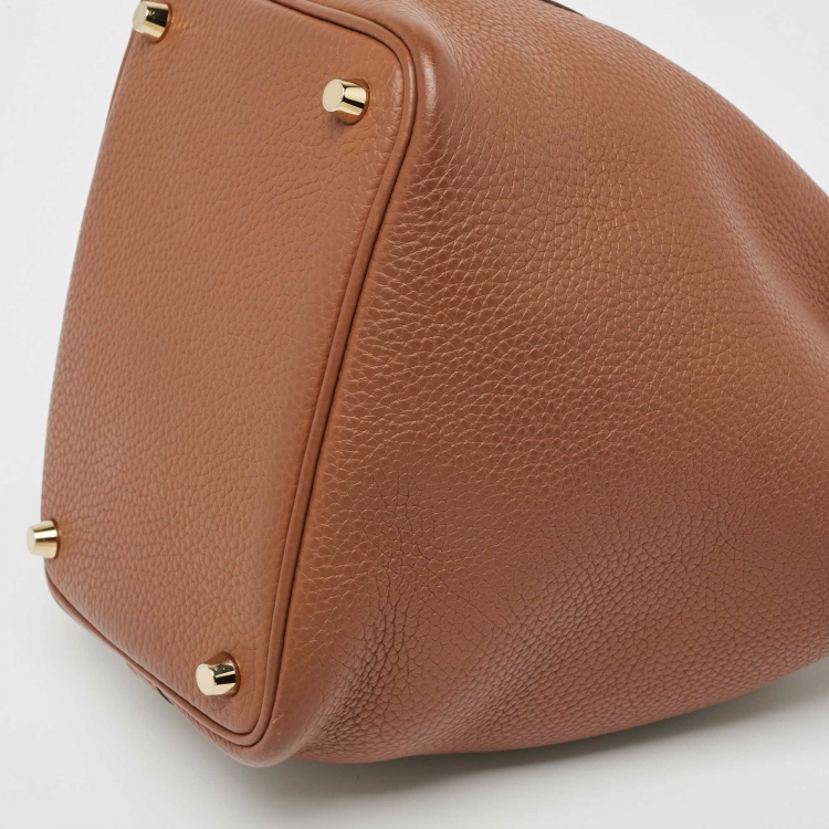 Pre Owned Hermes Gold Taurillon Clemence Leather and Alligator Touch Picotin Lock 18 Bag