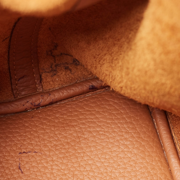 Pre Owned Hermes Gold Taurillon Clemence Leather and Alligator Touch Picotin Lock 18 Bag