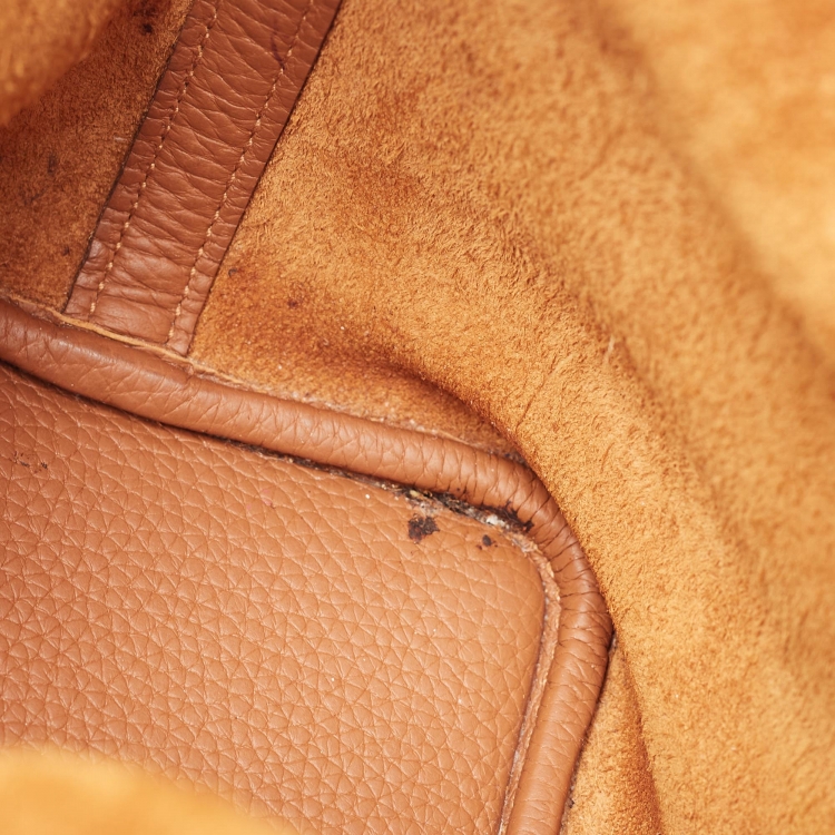 Pre Owned Hermes Gold Taurillon Clemence Leather and Alligator Touch Picotin Lock 18 Bag