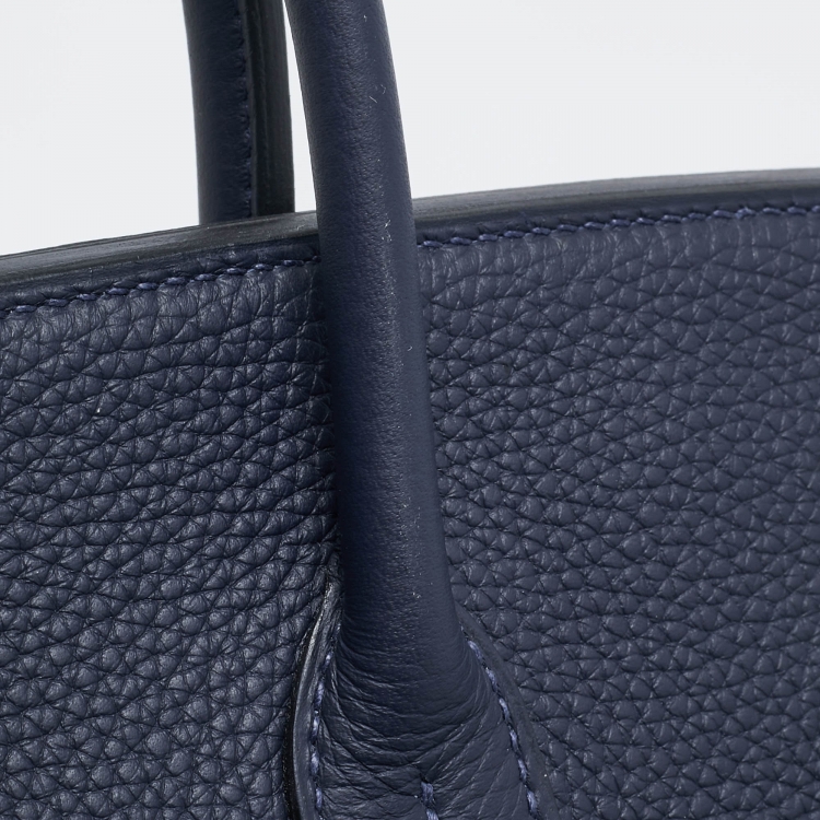 مملوكة مسبقًا Hermès Bleu Nuit/Rose Pourpre Taurillon Clemence Leather Palladium Finish Birkin 35 Bag