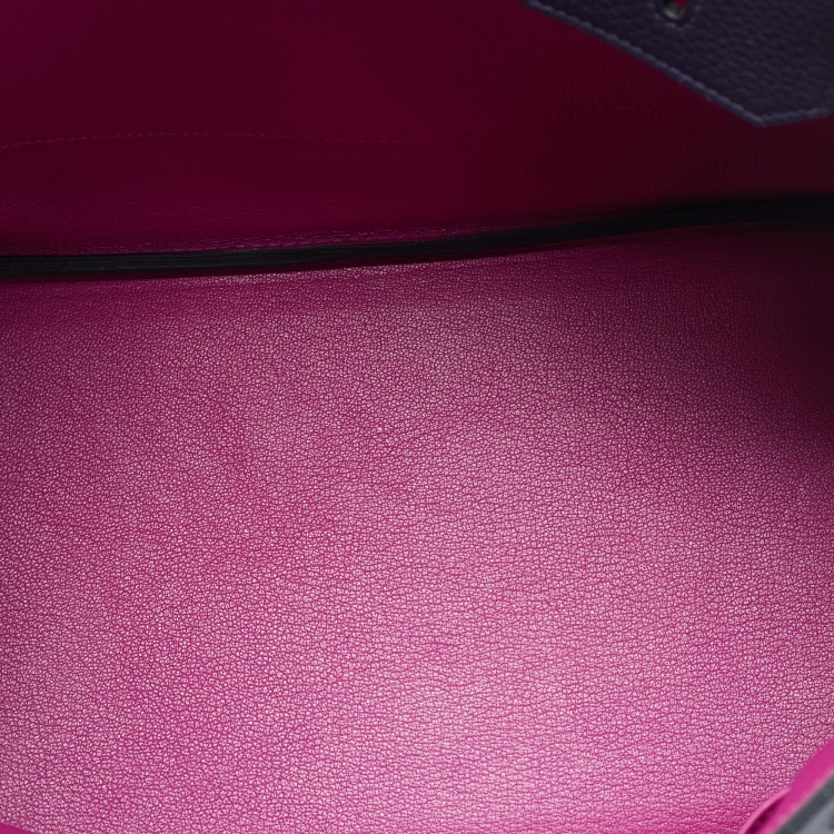 مملوكة مسبقًا Hermès Bleu Nuit/Rose Pourpre Taurillon Clemence Leather Palladium Finish Birkin 35 Bag