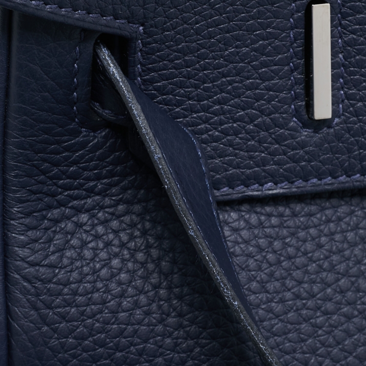 مملوكة مسبقًا Hermès Bleu Nuit/Rose Pourpre Taurillon Clemence Leather Palladium Finish Birkin 35 Bag