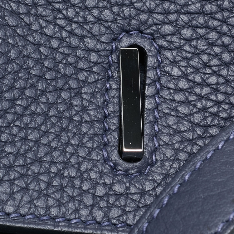 مملوكة مسبقًا Hermès Bleu Nuit/Rose Pourpre Taurillon Clemence Leather Palladium Finish Birkin 35 Bag