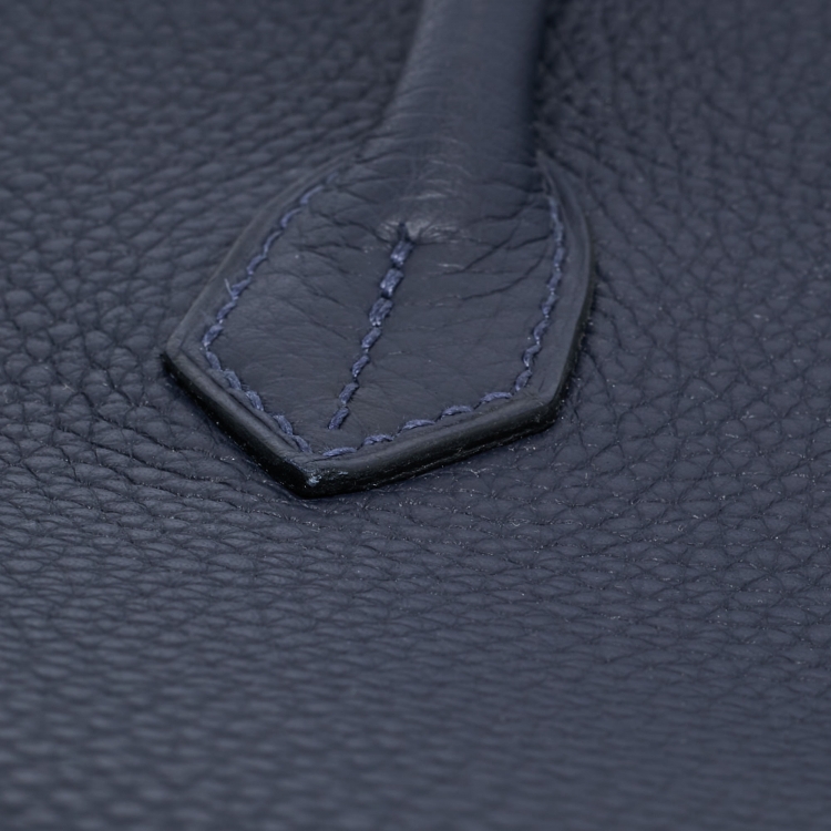 مملوكة مسبقًا Hermès Bleu Nuit/Rose Pourpre Taurillon Clemence Leather Palladium Finish Birkin 35 Bag