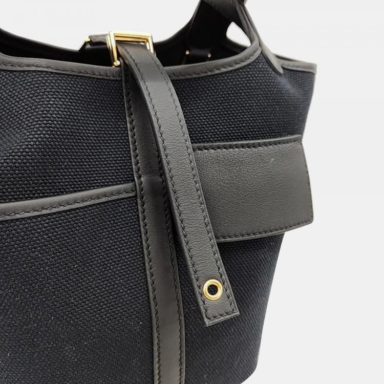 Pre Owned Hermes Black Canvas and Leather Cargo Lock Picotin 18 Tote Bag