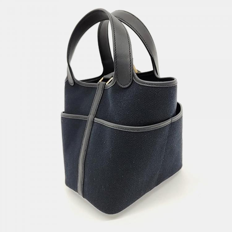 Pre Owned Hermes Black Canvas and Leather Cargo Lock Picotin 18 Tote Bag