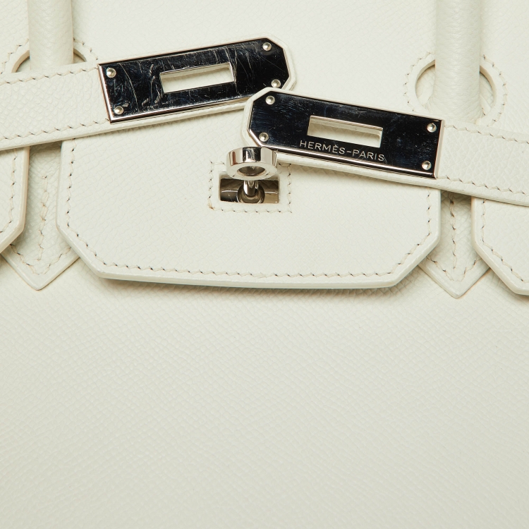 Pre Owned Hermès  Blanc Epsom Leather Palladium Finish Birkin 30 Bag