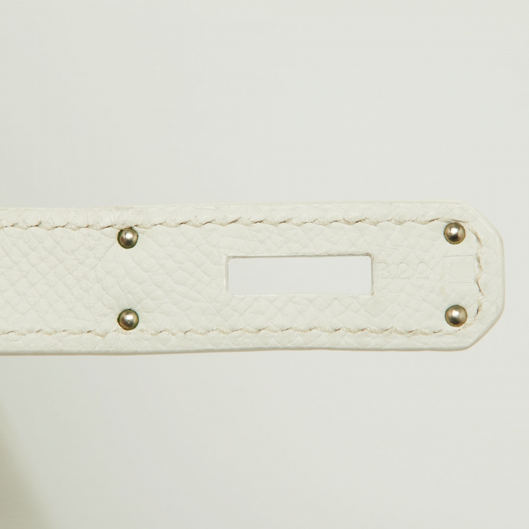 Pre Owned Hermès  Blanc Epsom Leather Palladium Finish Birkin 30 Bag