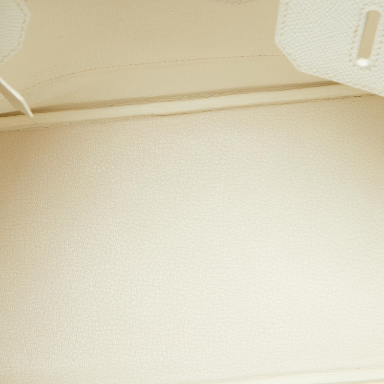 Pre Owned Hermès  Blanc Epsom Leather Palladium Finish Birkin 30 Bag