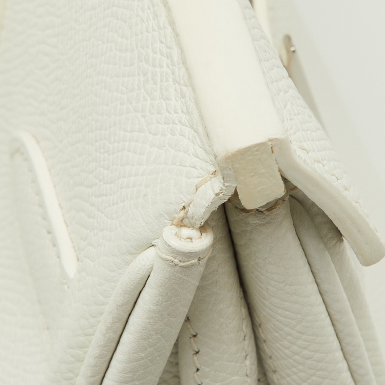 Pre Owned Hermès  Blanc Epsom Leather Palladium Finish Birkin 30 Bag