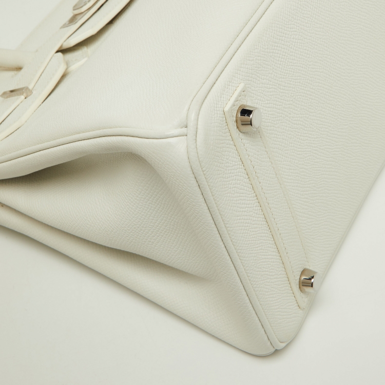 Pre Owned Hermès  Blanc Epsom Leather Palladium Finish Birkin 30 Bag