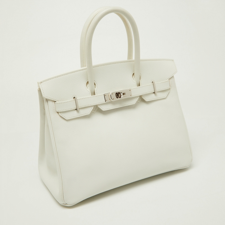 Pre Owned Hermès  Blanc Epsom Leather Palladium Finish Birkin 30 Bag