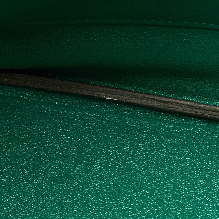 Pre Owned Hermes Vert Vertigo Taurillon Clemence Leather Gold Finish Birkin 35 Bag