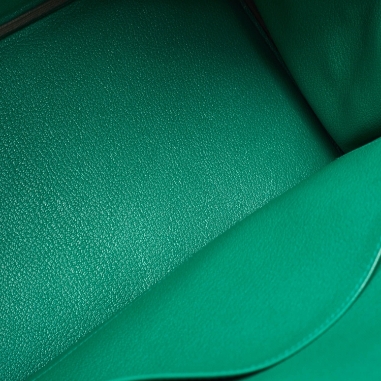 Pre Owned Hermes Vert Vertigo Taurillon Clemence Leather Gold Finish Birkin 35 Bag