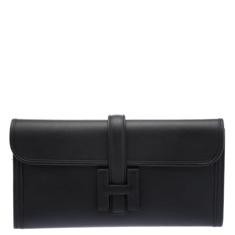 Hermes Black Swift Leather Elan 29 Jige Clutch Hermes | The Luxury Closet