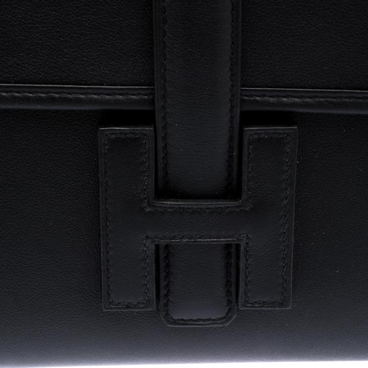 Pre Owned Hermes Black Swift Leather Elan 29 Jige Clutch