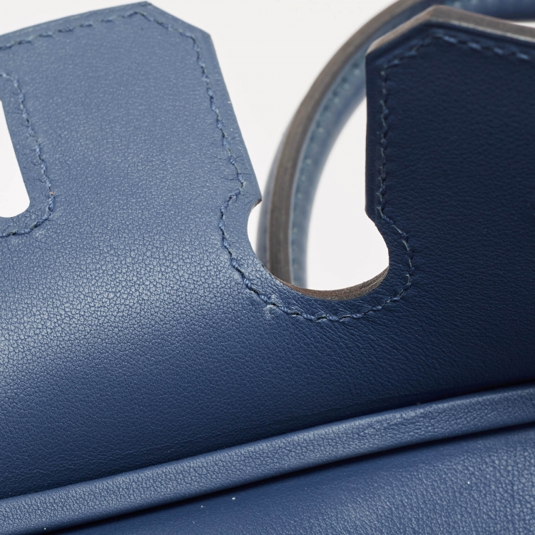 مملوكة مسبقًا Hermes Bleu Agate Swift Leather Palladium Finish Birkin 25 Bag