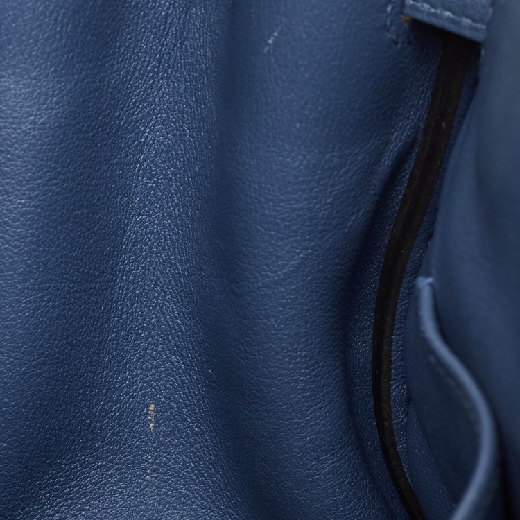 مملوكة مسبقًا Hermes Bleu Agate Swift Leather Palladium Finish Birkin 25 Bag