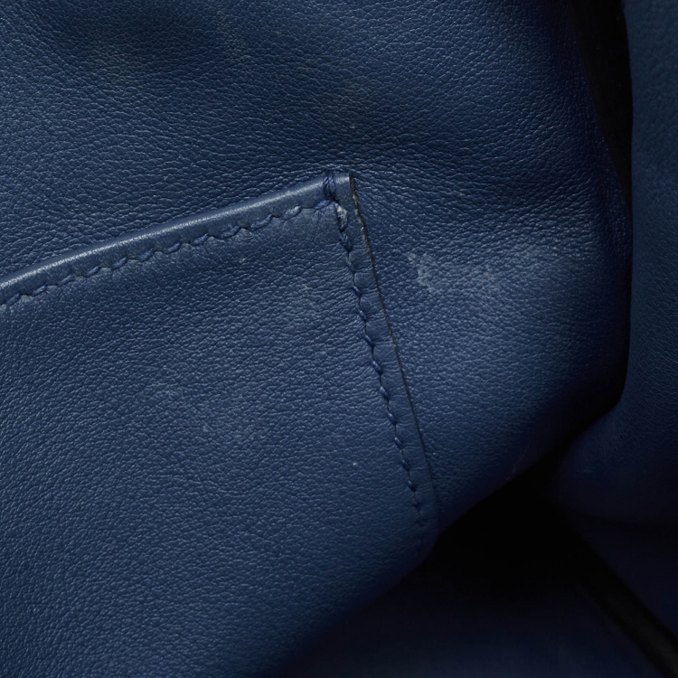 مملوكة مسبقًا Hermes Bleu Agate Swift Leather Palladium Finish Birkin 25 Bag