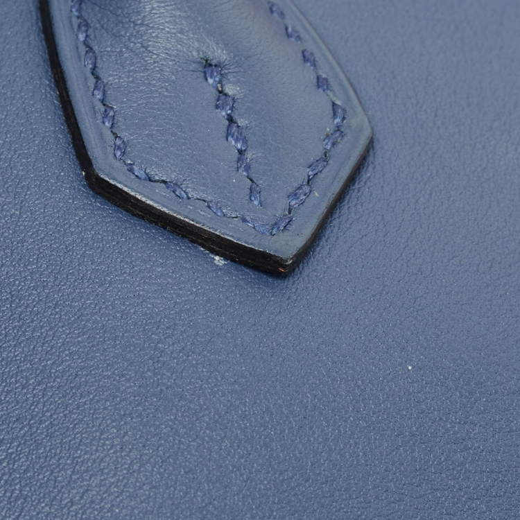 مملوكة مسبقًا Hermes Bleu Agate Swift Leather Palladium Finish Birkin 25 Bag