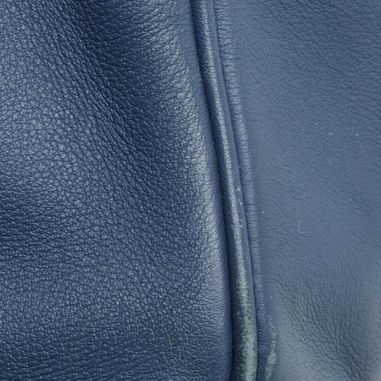 مملوكة مسبقًا Hermes Bleu Agate Swift Leather Palladium Finish Birkin 25 Bag