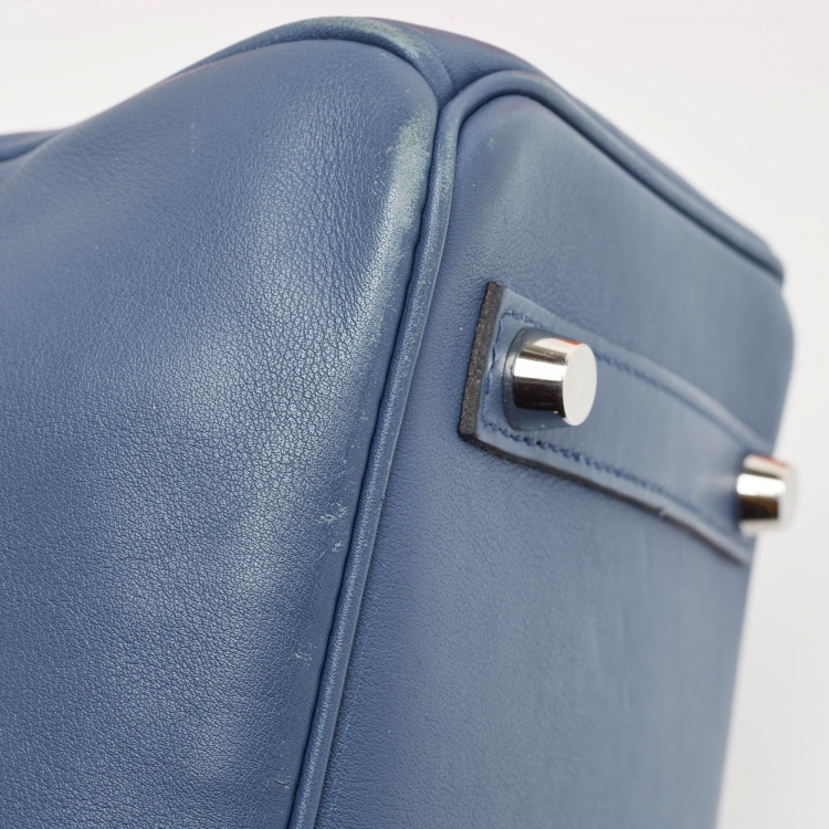 مملوكة مسبقًا Hermes Bleu Agate Swift Leather Palladium Finish Birkin 25 Bag