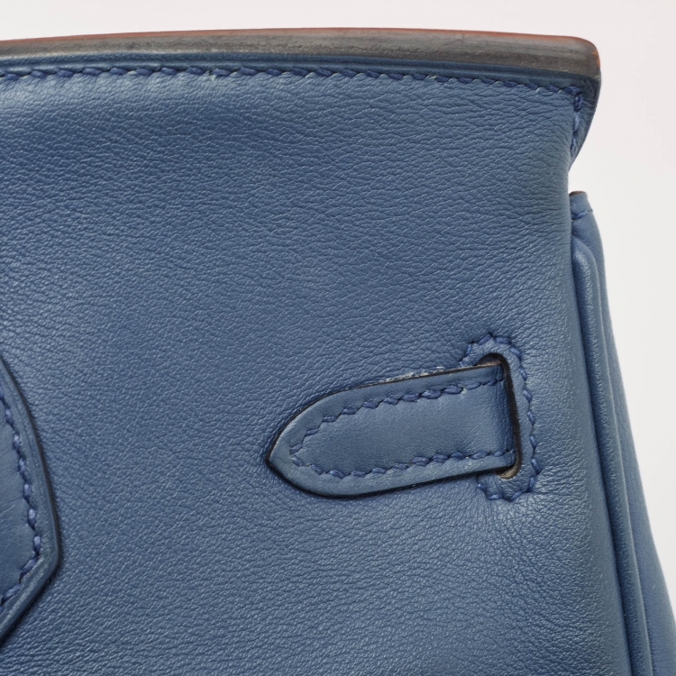 مملوكة مسبقًا Hermes Bleu Agate Swift Leather Palladium Finish Birkin 25 Bag