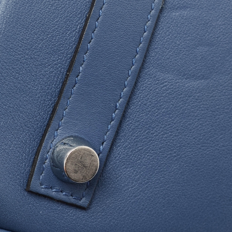 مملوكة مسبقًا Hermes Bleu Agate Swift Leather Palladium Finish Birkin 25 Bag