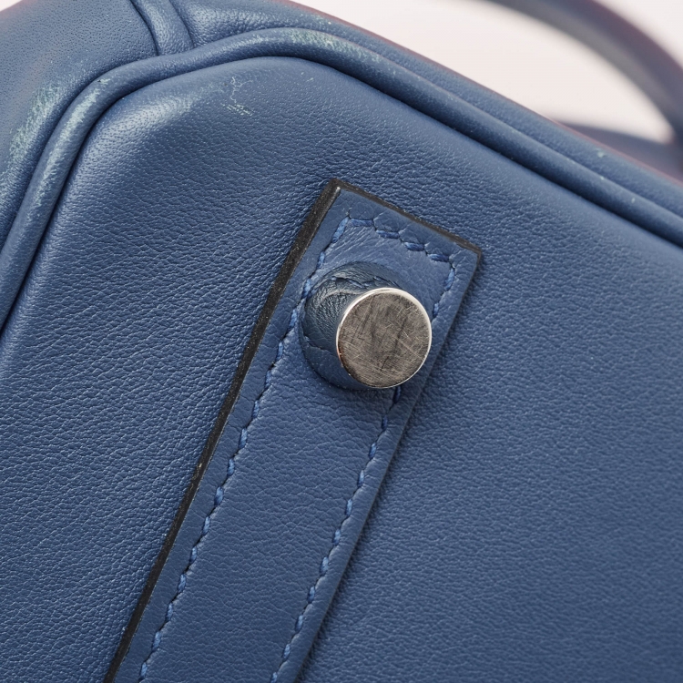 مملوكة مسبقًا Hermes Bleu Agate Swift Leather Palladium Finish Birkin 25 Bag