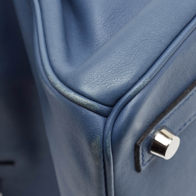 مملوكة مسبقًا Hermes Bleu Agate Swift Leather Palladium Finish Birkin 25 Bag