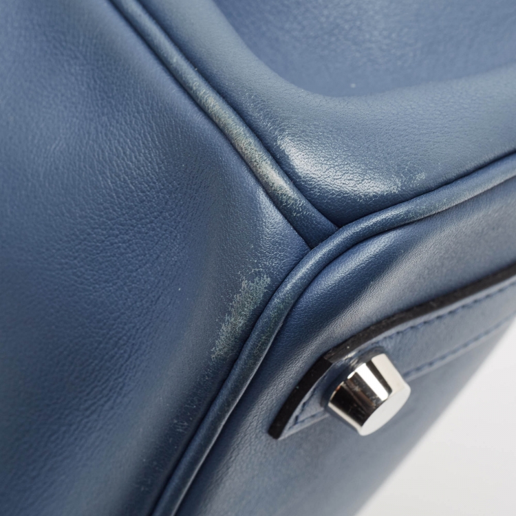 مملوكة مسبقًا Hermes Bleu Agate Swift Leather Palladium Finish Birkin 25 Bag