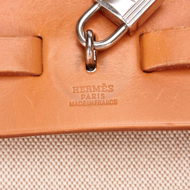 Pre Owned Hermes Tan Canvas/Leather 2-in-1 Herbag MM Bag